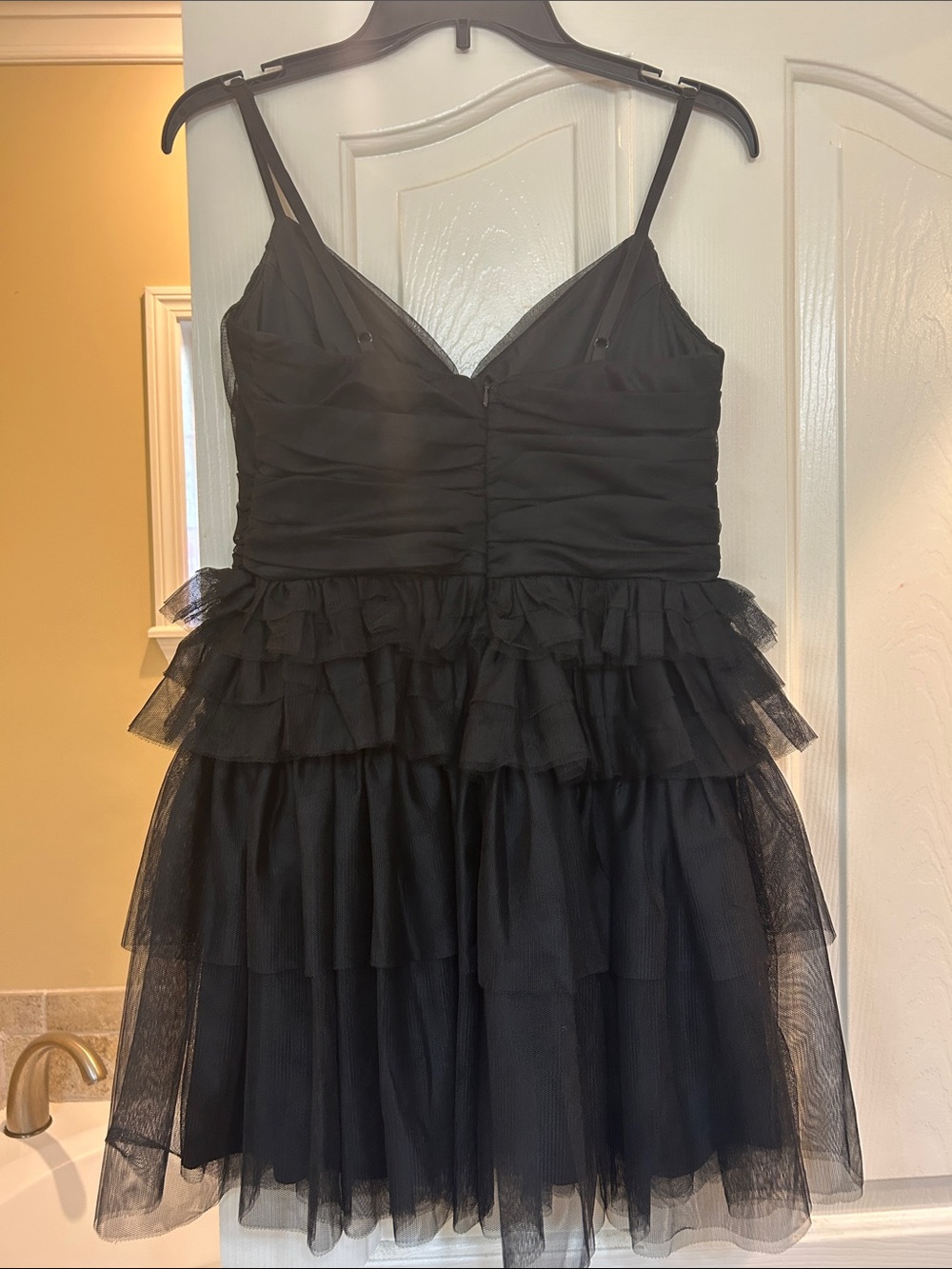 Lulu's Black Ruffled Tulle Prom Dress